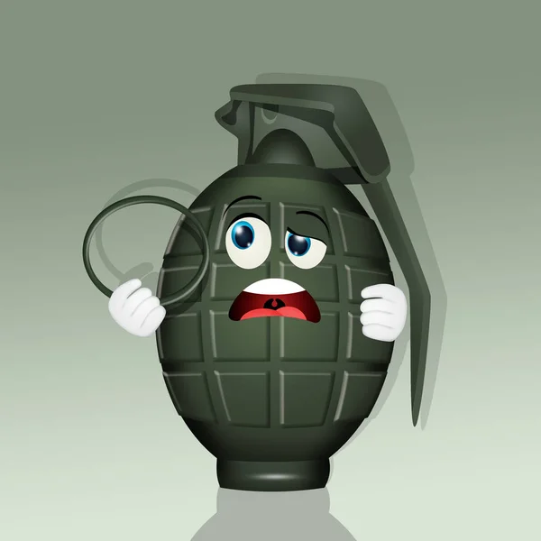 Illustration Grenade Visage Drôle — Photo