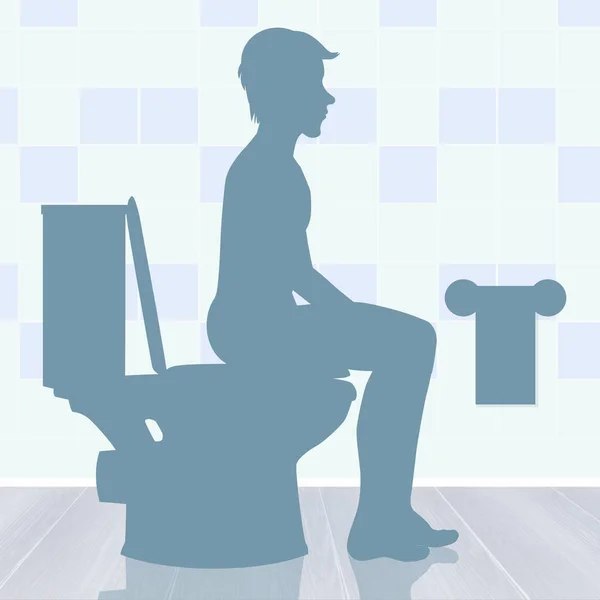 Man Sitting Toilet — Stock Photo, Image