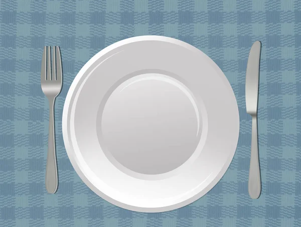 Σερβίτσιο Τραπέζι Πιάτο Και Μαχαιροπίρουνα — Φωτογραφία Αρχείου