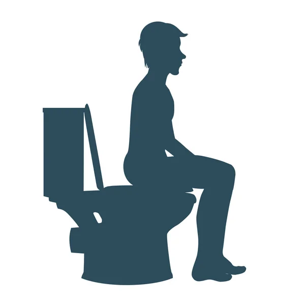Man Sitting Toilet — Stock Photo, Image