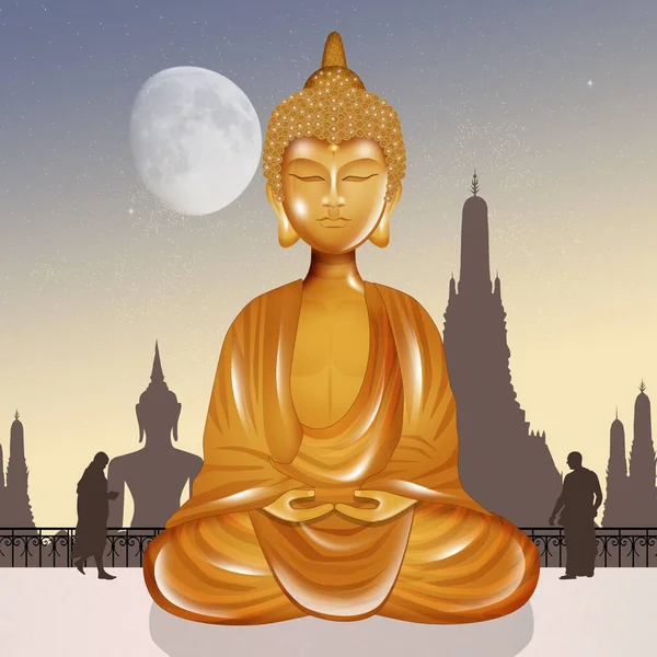 Illustrazione Della Statua Buddha Dorata — Foto Stock