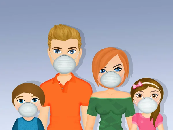 Illustration Family Afraid Coronavirus — Stock Photo, Image