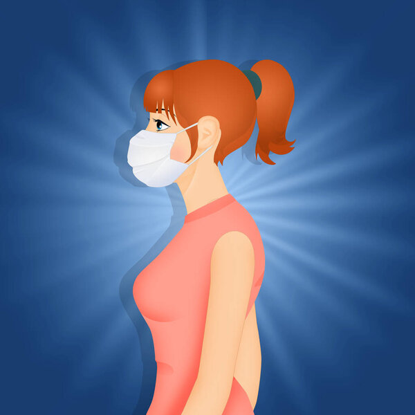 Женщина с хирургической маской от вирусной инфекции