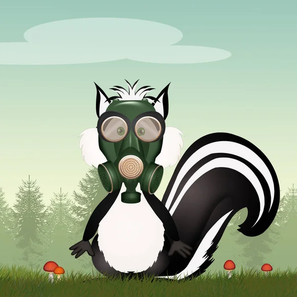 Illustration Skunk Gas Mask — Stock Photo, Image