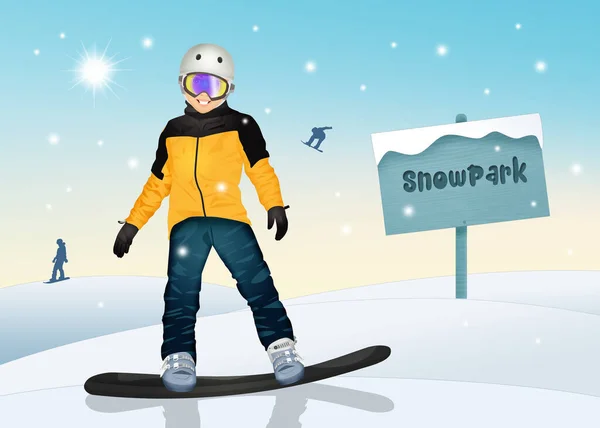 Illustrazione Dello Snowpark Nel Paesaggio Invernale — Foto Stock