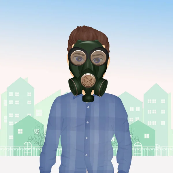 Ilustración Del Hombre Con Máscara Gas —  Fotos de Stock