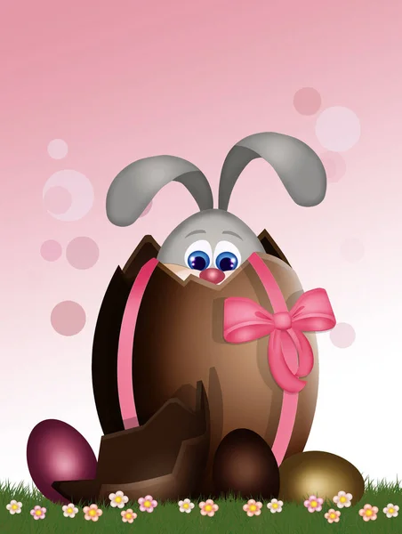 Bunny Chocolate Egg — Stock Photo, Image