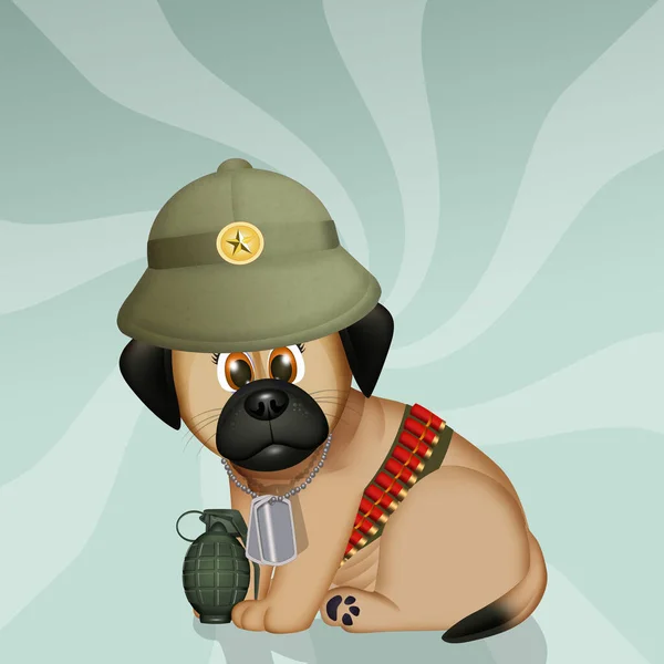 子犬のアイコンと戦争ヘルメット — ストック写真
