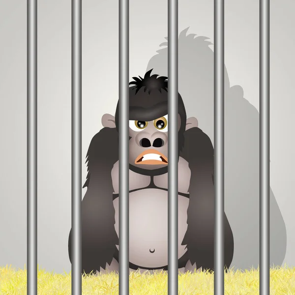 Illustrazione Gorilla Nella Gabbia — Foto Stock