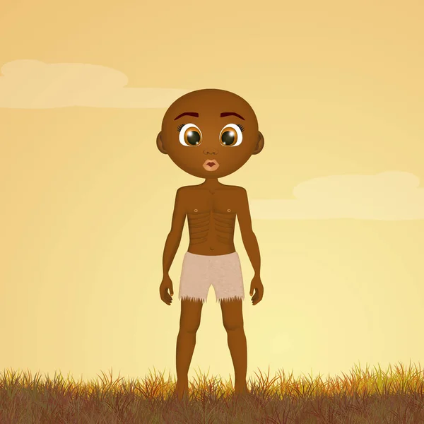 Ilustración Niño Africano Pobre —  Fotos de Stock