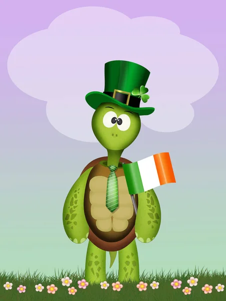 Illustration Sköldpadda Klädd Kostym För Patricks Day — Stockfoto