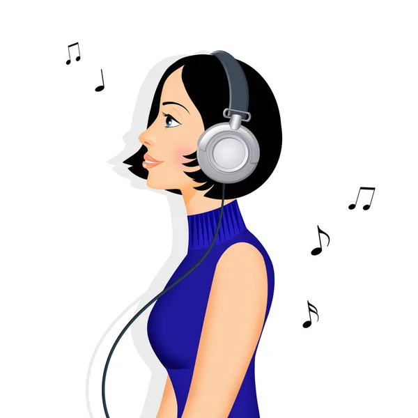 Illustrazione Ragazza Ascoltare Musica Con Cuffie — Foto Stock
