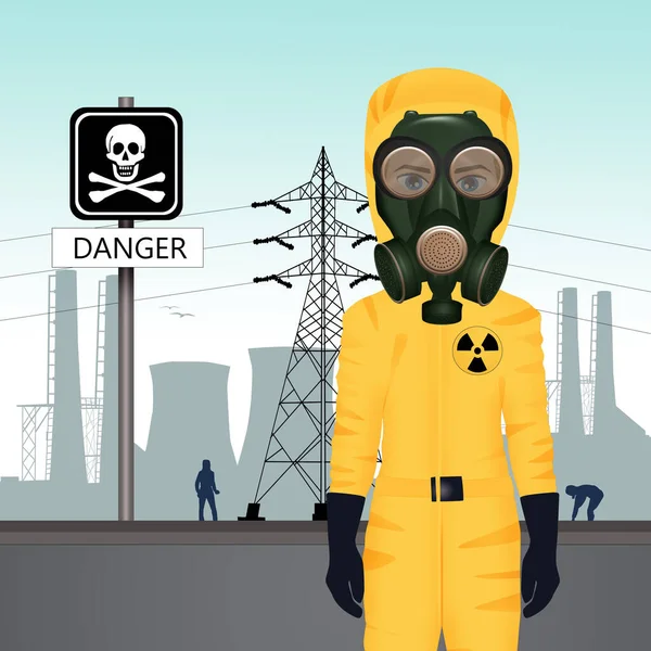 Man Radiation Suit Gas Mask — Stock Photo, Image