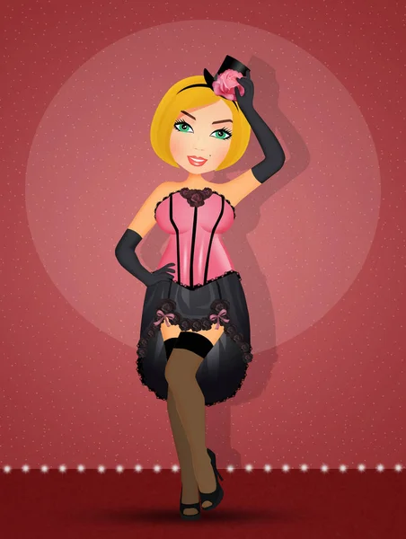 Illustratie Van Blond Meisje Dansen Burlesque — Stockfoto