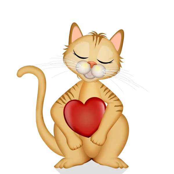 Ilustração Ícone Gato Com Coração — Fotografia de Stock