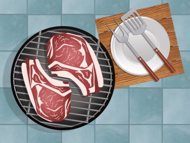 Izgara biftekli barbekü.