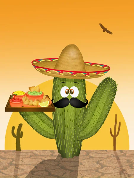 Kaktus Tortilla Chipsy Nachos Guacamole Omáčkou — Stock fotografie