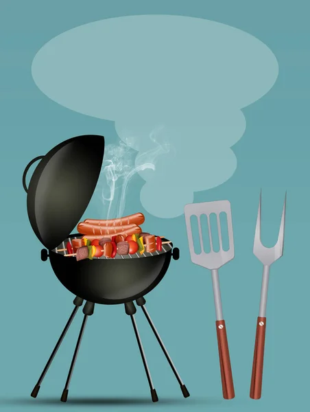 Illustration Barbecue Invitation Fête — Photo