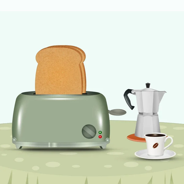 Leuke Illustratie Van Toast Koffie — Stockfoto