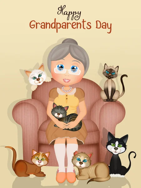 Illustration Grandparents Day Postcard — Stock Photo, Image