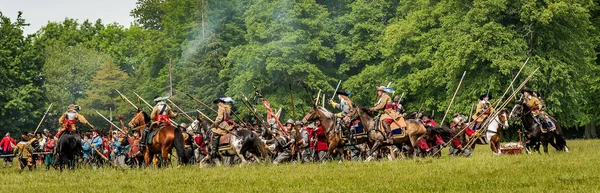 Engelse burgeroorlog slag scène — Stockfoto