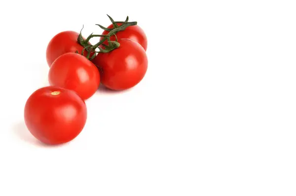 Beyaz arka plan üzerinde izole kiraz domates şube — Stok fotoğraf