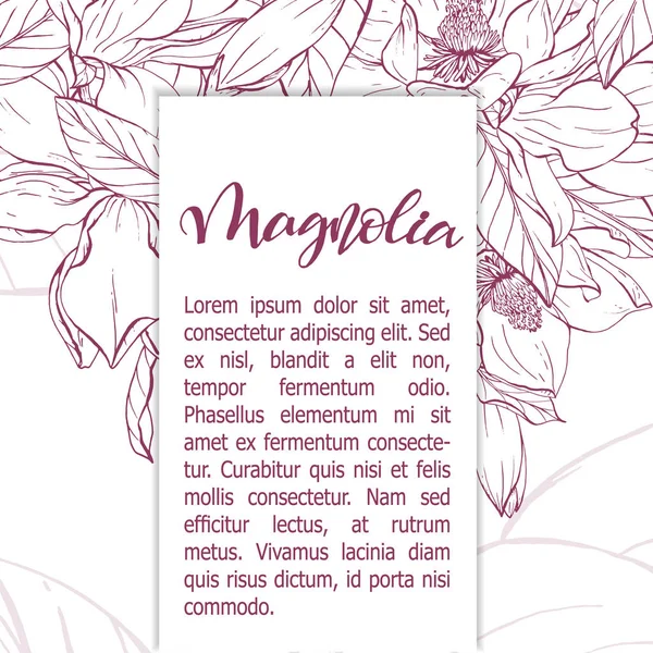 スケッチ線形マグノリアの花. — ストックベクタ