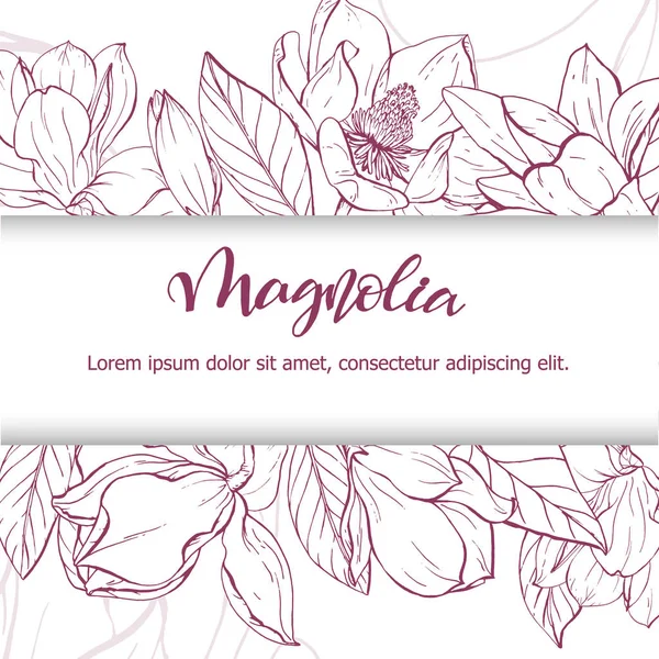 Croquis linéaire fleur de magnolia . — Image vectorielle