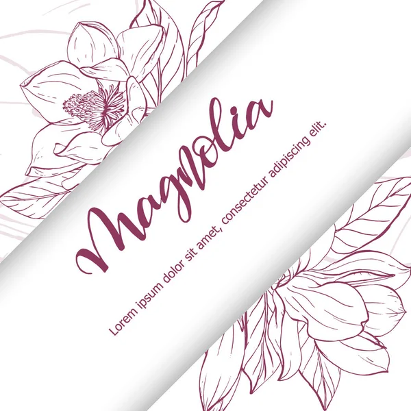 Croquis linéaire fleur de magnolia . — Image vectorielle