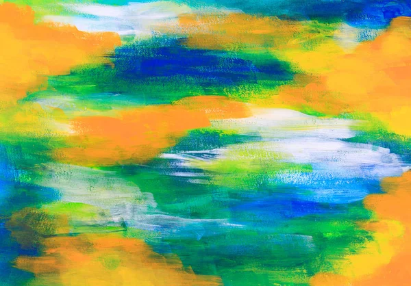 Zöld, kék és narancs festett háttér textúra — Stock Fotó