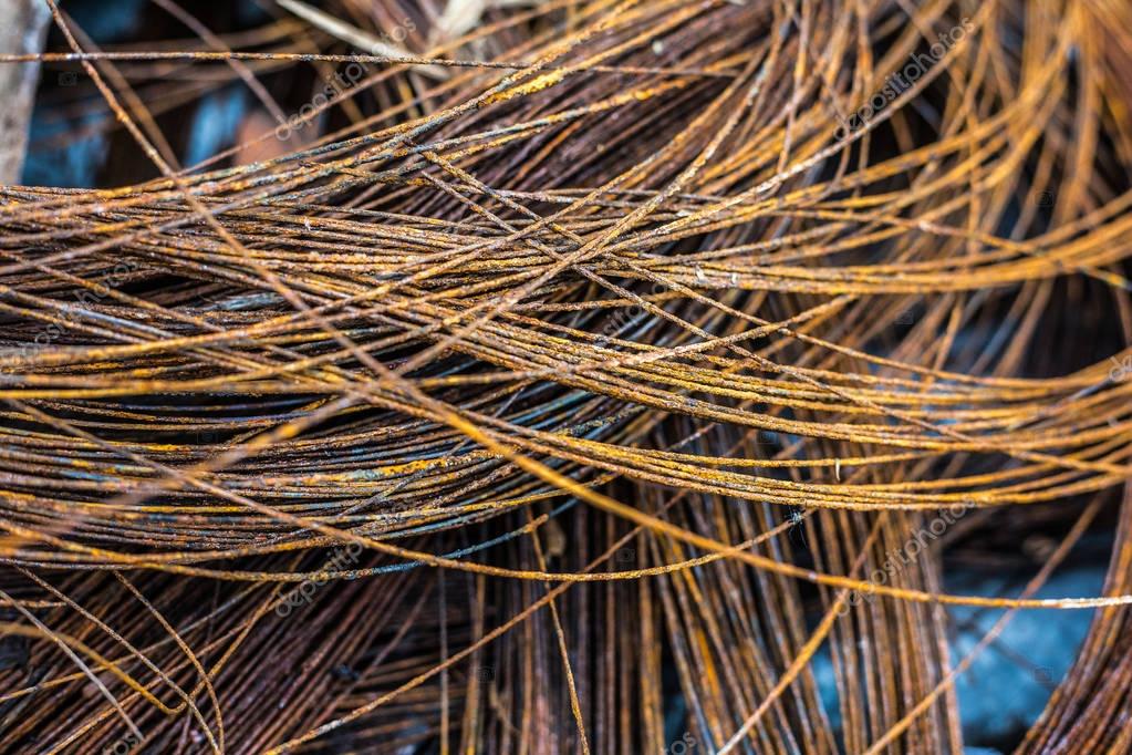 Texture of steel rusty wire in a construction site. — Stock Photo