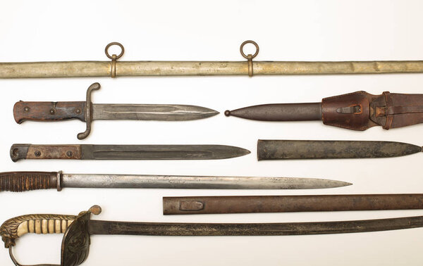 Armoury display of historic swords and daggers