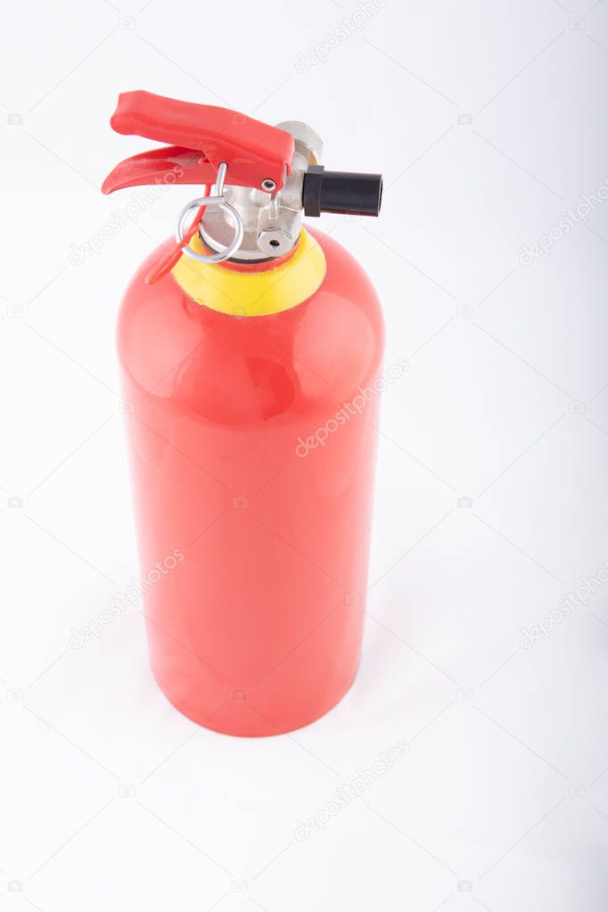 Top down view on a red fire extinguisher