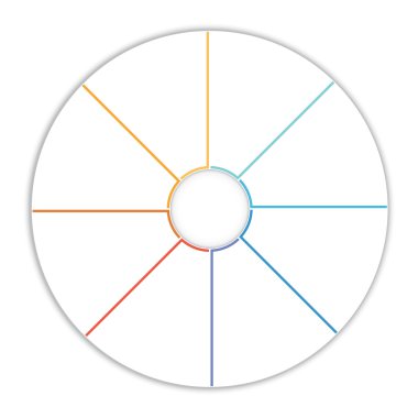 Şablon Infographic pasta grafiği çiziminde 8 seçeneği