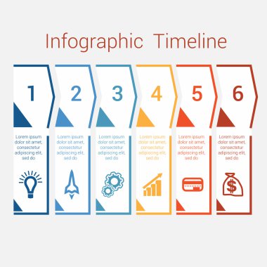 Zaman çizelgesi Infographic altı pozisyon için