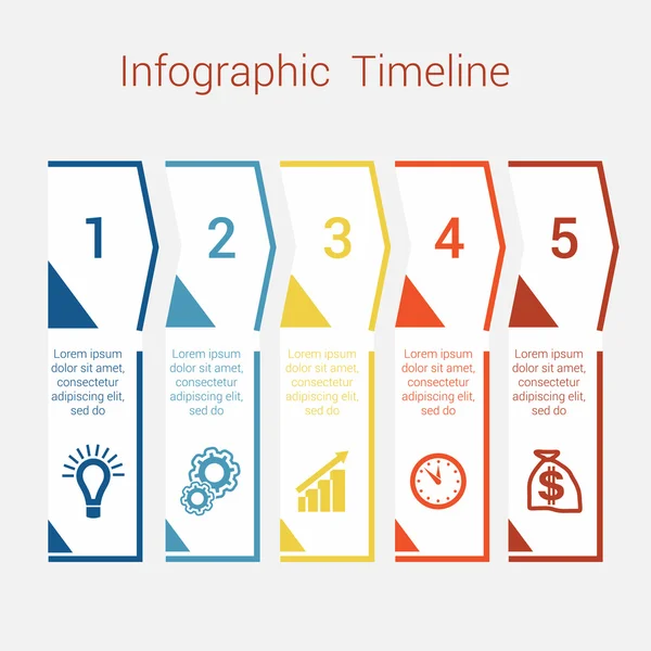 Timeline Infographic voor vijf positie — Stockvector