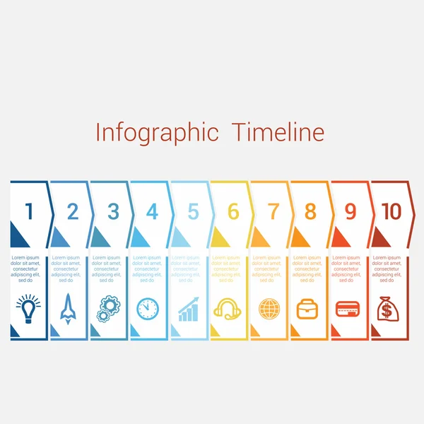 Timeline Infographic voor tien positie — Stockvector