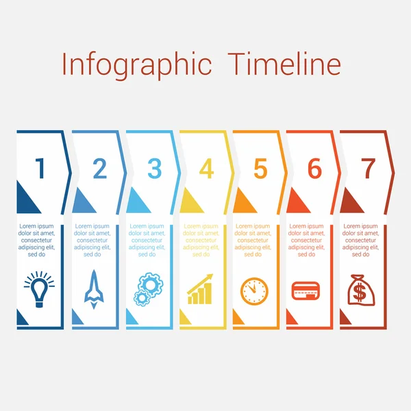 Timeline Infographic voor zeven positie — Stockvector