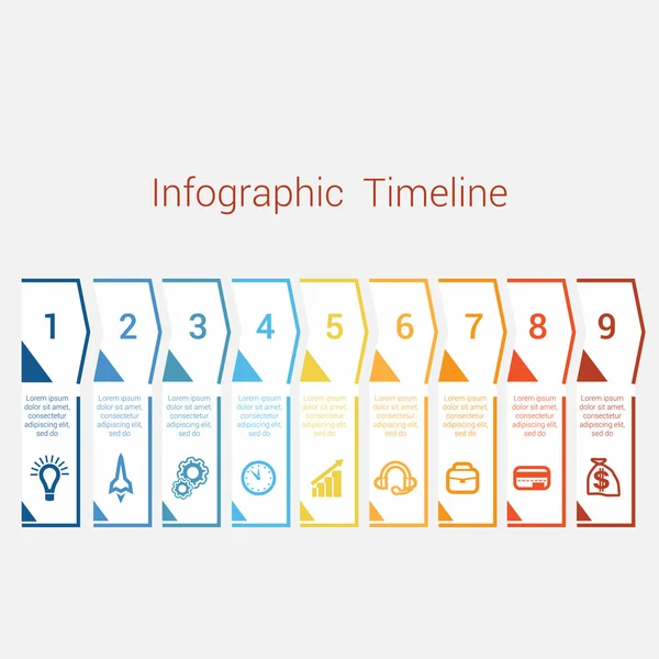 Инфографика по времени для девяти позиций — стоковый вектор