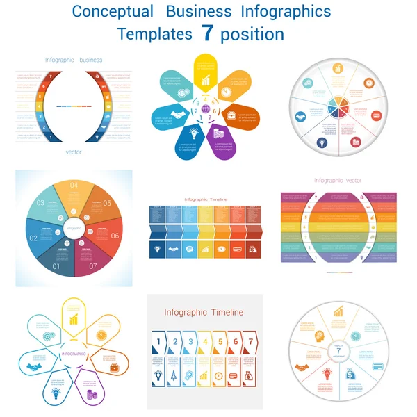 Set templates Infographics for seven positions text area — Stock Vector