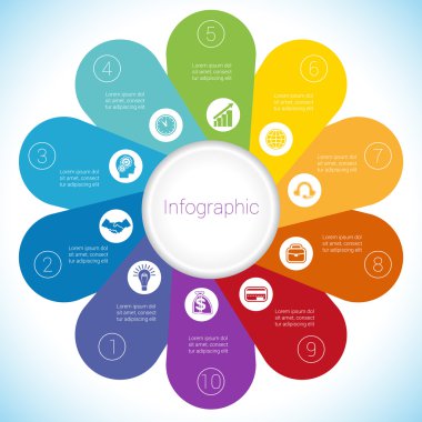 Papatya Infographic şablon renkli yaprakları on pozisyonlar