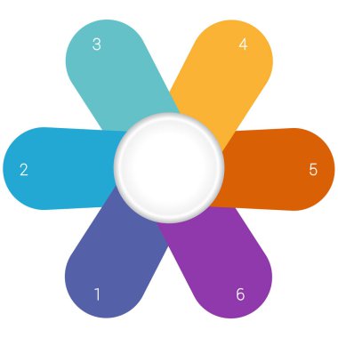 Papatya Infographic şablon renkli yaprakları 6 pozisyonları