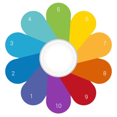 Papatya Infographic şablon renkli yaprakları 10 pozisyonları