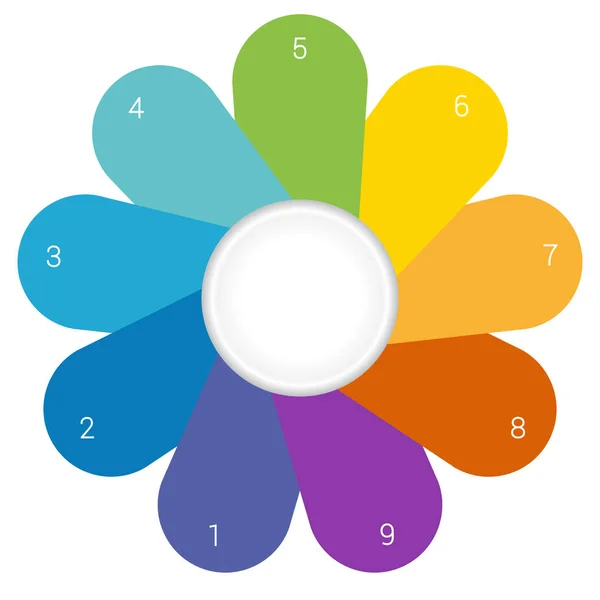 Ромашка інфографічний шаблон барвисті пелюстки 9 позицій — стокове фото