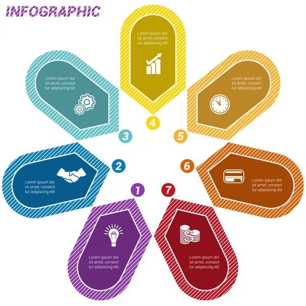 Points d'infographie disposés en cercle sept — Image vectorielle