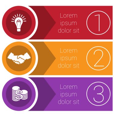 Şablonları infographics gelen üç pozisyonlar için şeritler.