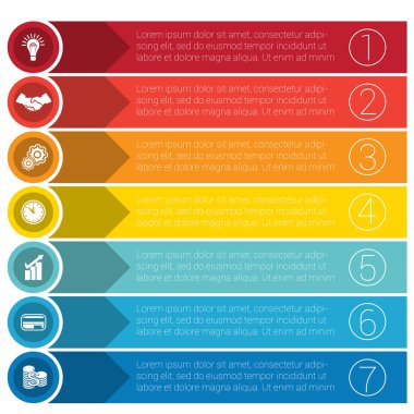 Şablonları infographics gelen yedi pozisyonlar için şeritler.