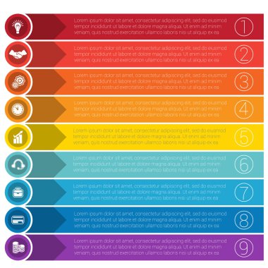 Şablonları infographics gelen dokuz pozisyonlar için şeritler.
