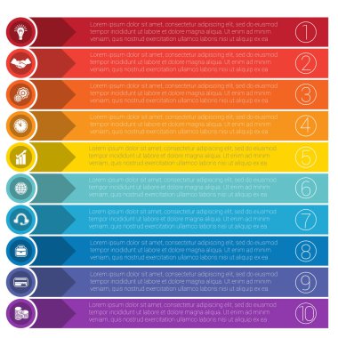 Şablonları infographics gelen on pozisyonlar için şeritler.