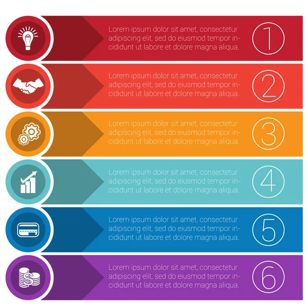 Šablony infografiky od pásy pro šest pozic. — Stockový vektor